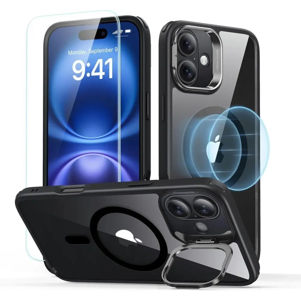 Zestaw ESR Classic Hybrid Kickstand HaloLock MagSafe & Tempered Glass Apple Apple iPhone 16 Plus Clear/black