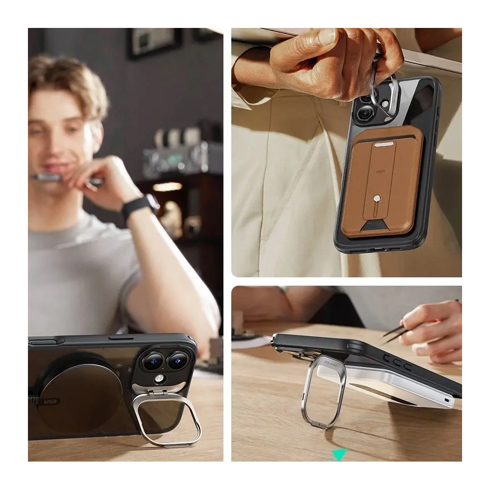 Zestaw ESR Classic Hybrid Kickstand HaloLock MagSafe & Tempered Glass Apple Apple iPhone 16 Plus Clear/black