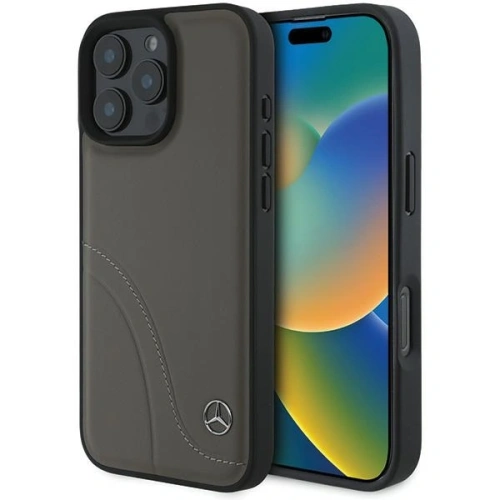 Kup Mercedes MEHCP16X23RBCSB Apple iPhone 16 Pro Max carcasă din plastic cu cusături curbate din piele maro - MRS161 - {ean13} - Sklep Home Screen