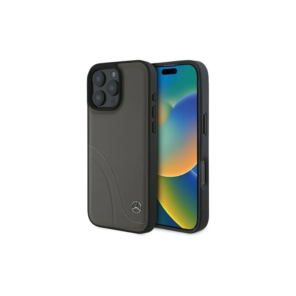 Etui Mercedes MEHCP16X23RBCSB Apple iPhone 16 Pro Max hardcase MB Curved Stitches Leather brązowy/brown