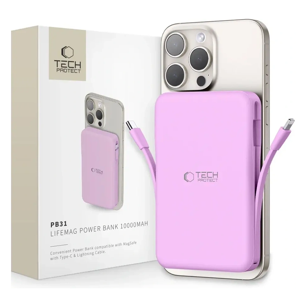 Powerbank Tech-Protect PB31 LifeMag MagSafe 10000mah 15W Lavender