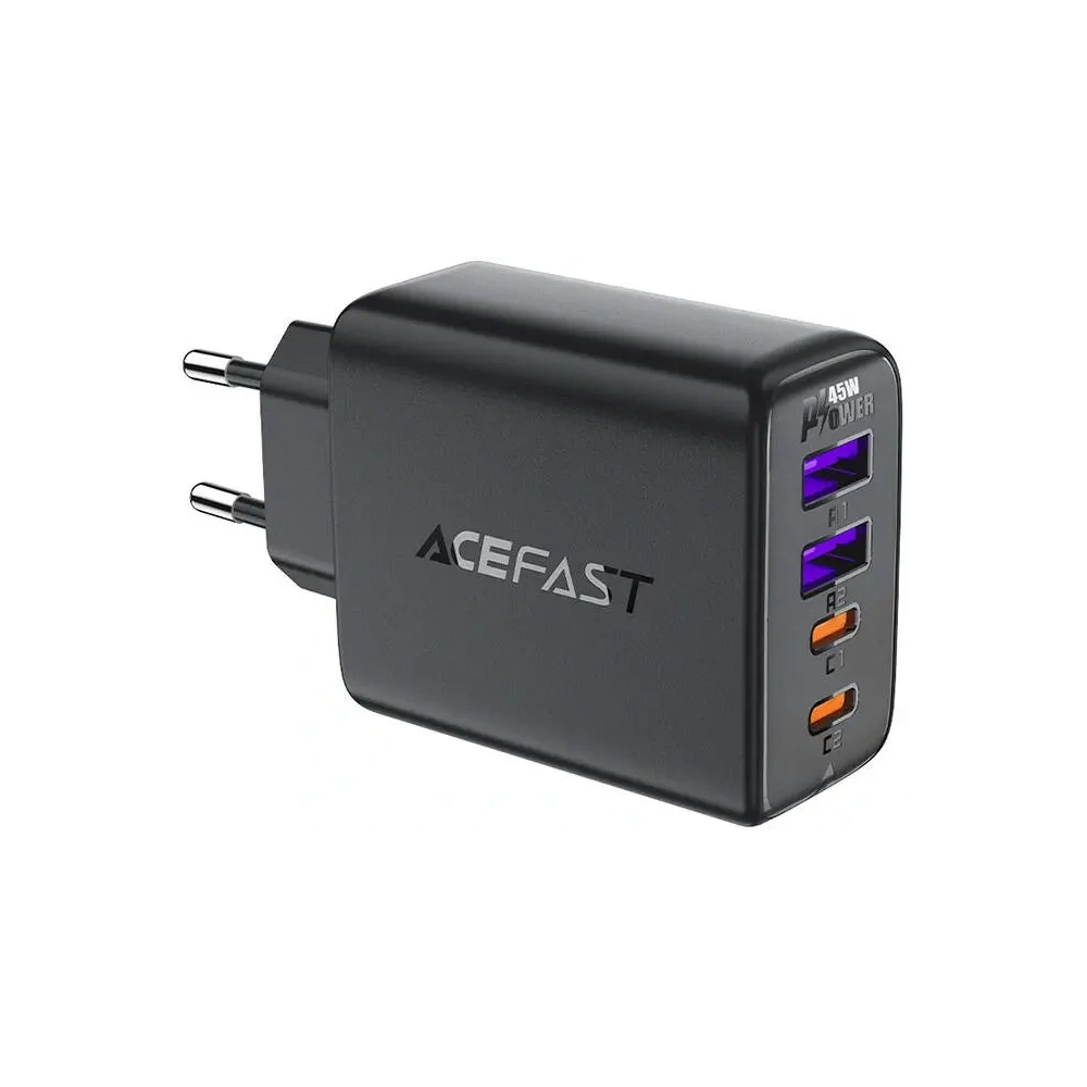 Ładowarka 4-portowa Acefast A61 GaN 2xUSB-A, 2xUSB-C PD 45W EU (czarna)