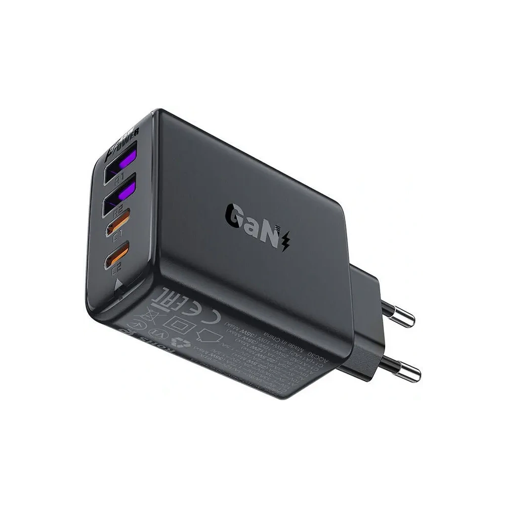 Ładowarka 4-portowa Acefast A61 GaN 2xUSB-A, 2xUSB-C PD 45W EU (czarna)