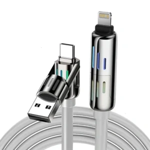 Kup Blitzwolf BW-HDC6 cablu 4 în 1 USB-C / USB-A la USB-C / Lightning 1.2m 240W RGB (gri) - BLZ623 - {ean13} - Sklep Home Screen
