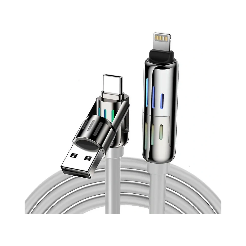 Kabel 4w1 Blitzwolf BW-HDC6 USB-C / USB-A do USB-C / Lightning 1.2m 240W RGB (szary)