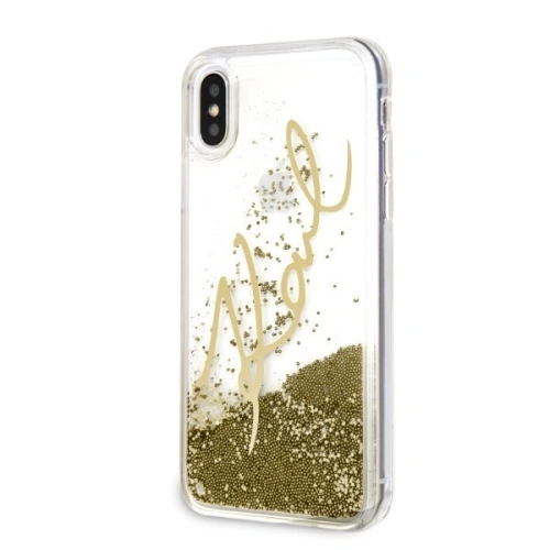 Kup Karl Lagerfeld KLHCPXSGGO iPhone X/Xs Gold/Gold Hartschalengehäuse Signature Liquid Glitter - KLD218GLD - {ean13} - Sklep Home Screen