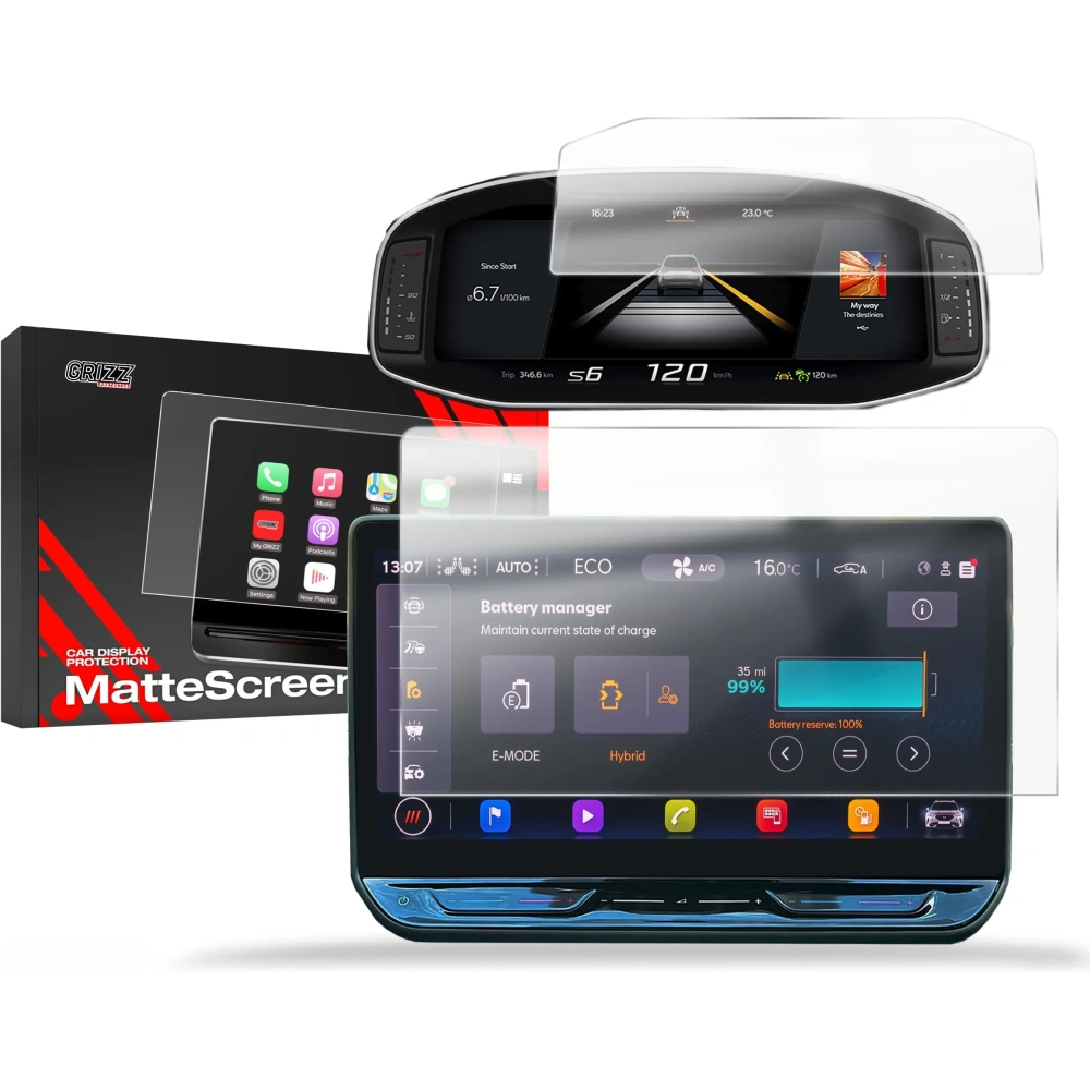 Folia matowa GrizzGlass CarDisplay Protection do Seat Leon 4 12,9" Facelift 2024-2025 [2w1]