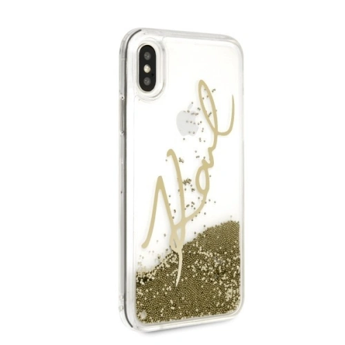 Kup Karl Lagerfeld KLHCPXSGGO iPhone X/Xs Gold/Gold Hartschalengehäuse Signature Liquid Glitter - KLD218GLD - {ean13} - Sklep Home Screen