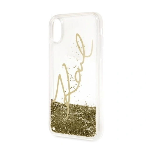 Kup Karl Lagerfeld KLHCPXSGGO iPhone X/Xs Gold/Gold Hartschalengehäuse Signature Liquid Glitter - KLD218GLD - {ean13} - Sklep Home Screen