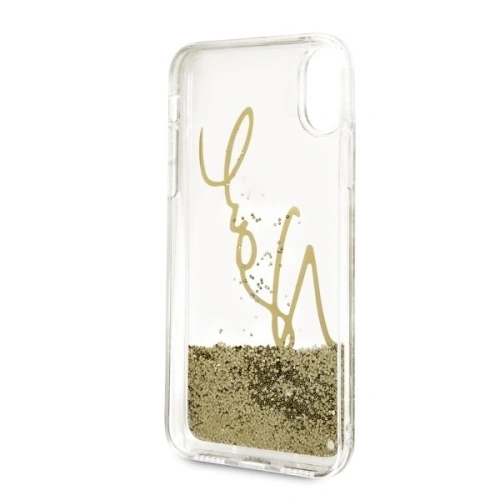 Kup Karl Lagerfeld KLHCPXSGGO iPhone X/Xs Gold/Gold Hartschalengehäuse Signature Liquid Glitter - KLD218GLD - {ean13} - Sklep Home Screen