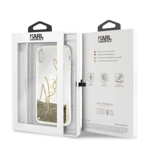 Kup Karl Lagerfeld KLHCPXSGGO iPhone X/Xs Gold/Gold Hartschalengehäuse Signature Liquid Glitter - KLD218GLD - {ean13} - Sklep Home Screen