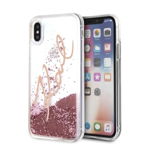Kup Karl Lagerfeld KLHCPXSGPI iPhone X/Xs rózsaszín-arany/pink gold kemény hátlap Signature Liquid Glitter - KLD219RS - {ean13} - Sklep Home Screen