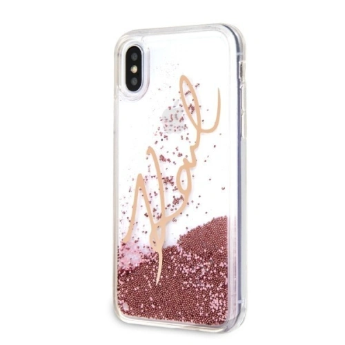 Kup Karl Lagerfeld KLHCPXSGPI iPhone X/Xs rózsaszín-arany/pink gold kemény hátlap Signature Liquid Glitter - KLD219RS - {ean13} - Sklep Home Screen