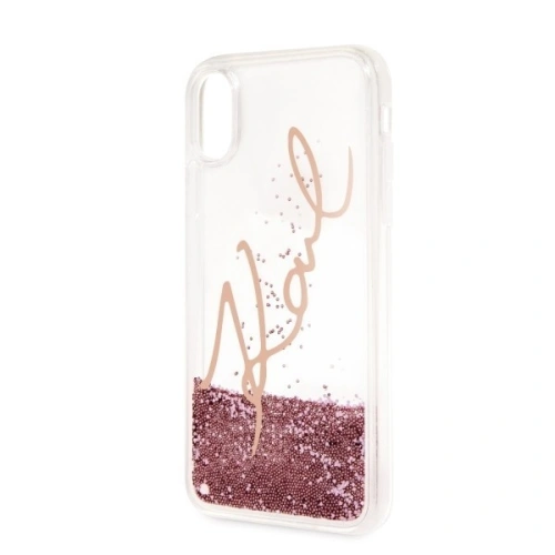 Kup Karl Lagerfeld KLHCPXSGPI iPhone X/Xs rózsaszín-arany/pink gold kemény hátlap Signature Liquid Glitter - KLD219RS - {ean13} - Sklep Home Screen