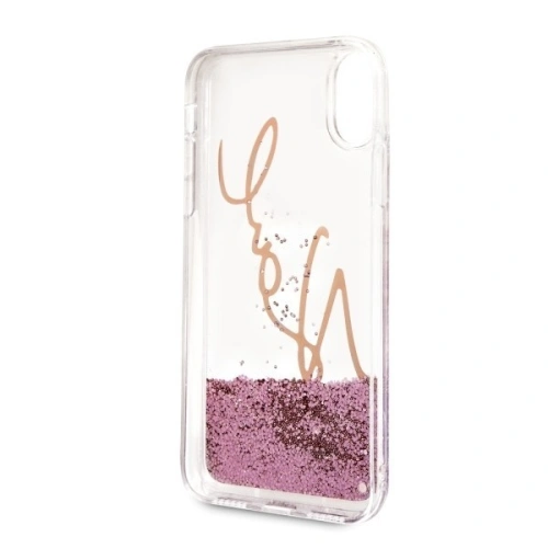 Kup Karl Lagerfeld KLHCPXSGPI iPhone X/Xs rózsaszín-arany/pink gold kemény hátlap Signature Liquid Glitter - KLD219RS - {ean13} - Sklep Home Screen