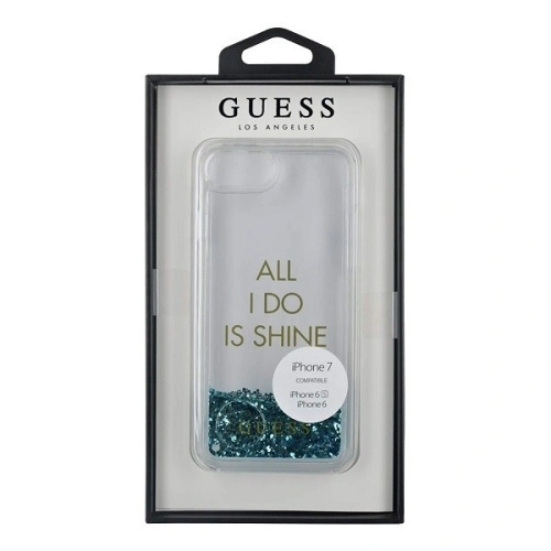 Kup Etui Guess GUHCP7GLUQBL Apple iPhone SE 2022/SE 2020/8/7 modré/blue tvrdý kryt Liquid Glitter Party - GUE307BLU - {ean13} - Sklep Home Screen