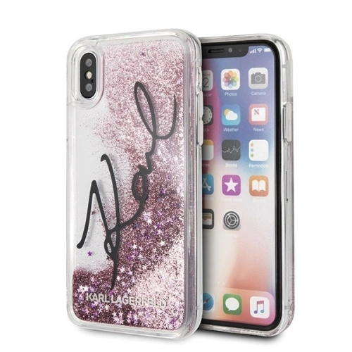 Kup Karl Lagerfeld KLHCPXTRKSIGPI iPhone X /Xs růžový/pink hard case Signature Liquid Glitter Stars - KLD226PNK - {ean13} - Sklep Home Screen