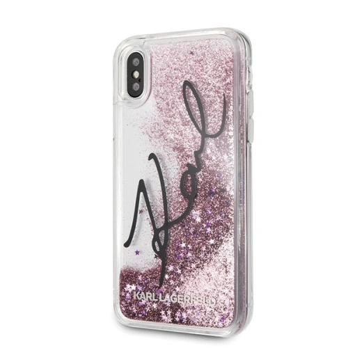 Buy Karl Lagerfeld KLHCPXTRKSIGPI iPhone X /Xs pink hard case Signature Liquid Glitter Stars - KLD226PNK - {ean13} - Home Screen Store Europe