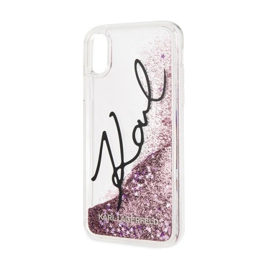 Kup Karl Lagerfeld KLHCPXTRKSIGPI iPhone X /Xs růžový/pink hard case Signature Liquid Glitter Stars - KLD226PNK - {ean13} - Sklep Home Screen