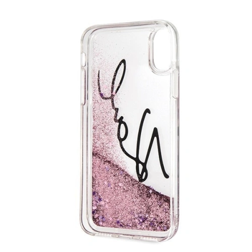 Buy Karl Lagerfeld KLHCPXTRKSIGPI iPhone X /Xs pink hard case Signature Liquid Glitter Stars - KLD226PNK - {ean13} - Home Screen Store Europe
