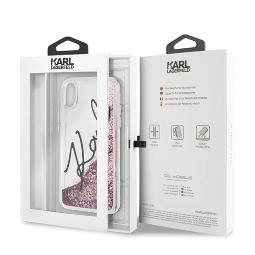 Kup Karl Lagerfeld KLHCPXTRKSIGPI iPhone X /Xs růžový/pink hard case Signature Liquid Glitter Stars - KLD226PNK - {ean13} - Sklep Home Screen
