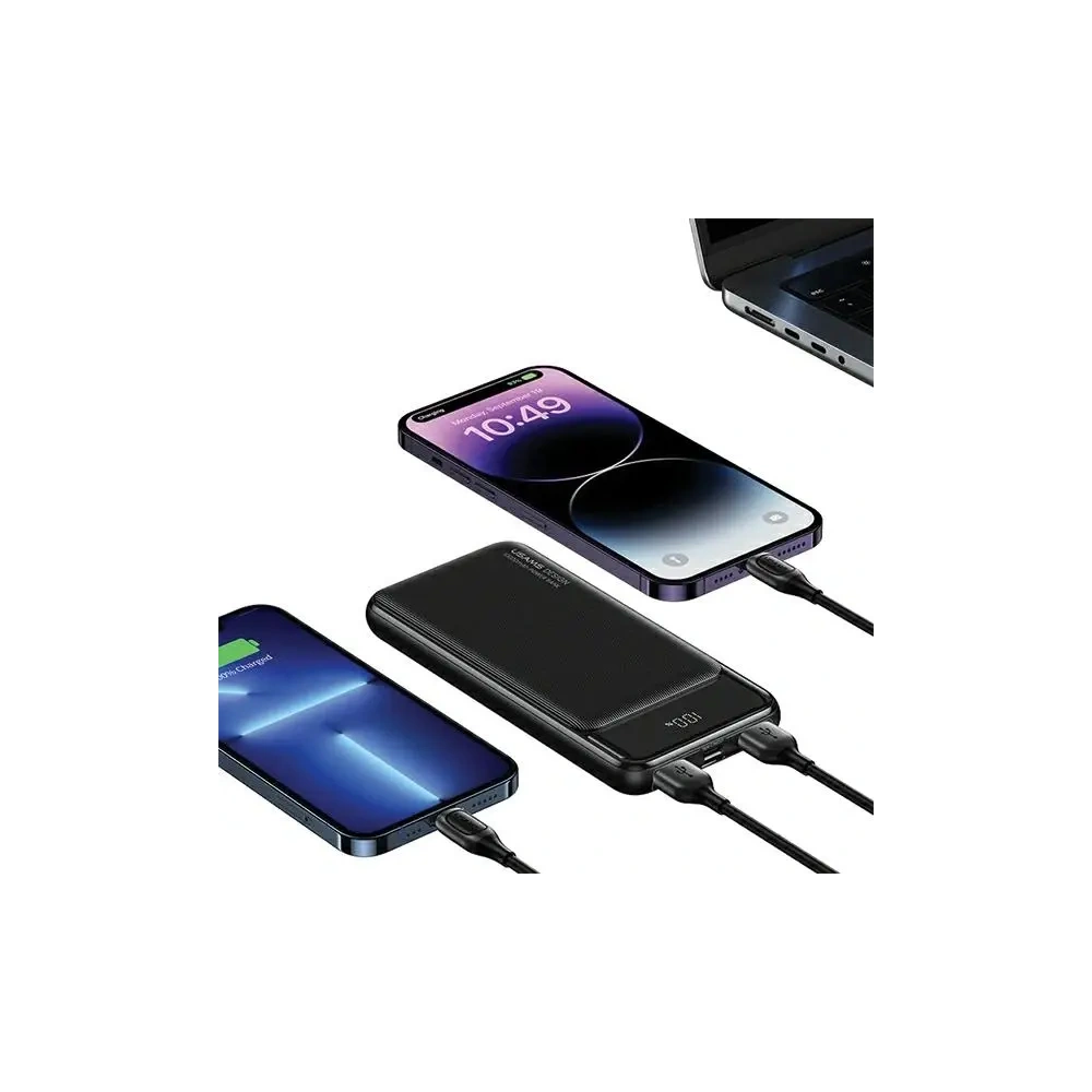 Powerbank USAMS XY Series 10000mAh 10W MicroUSB, 2xUSB-A, USB-C czarny/black