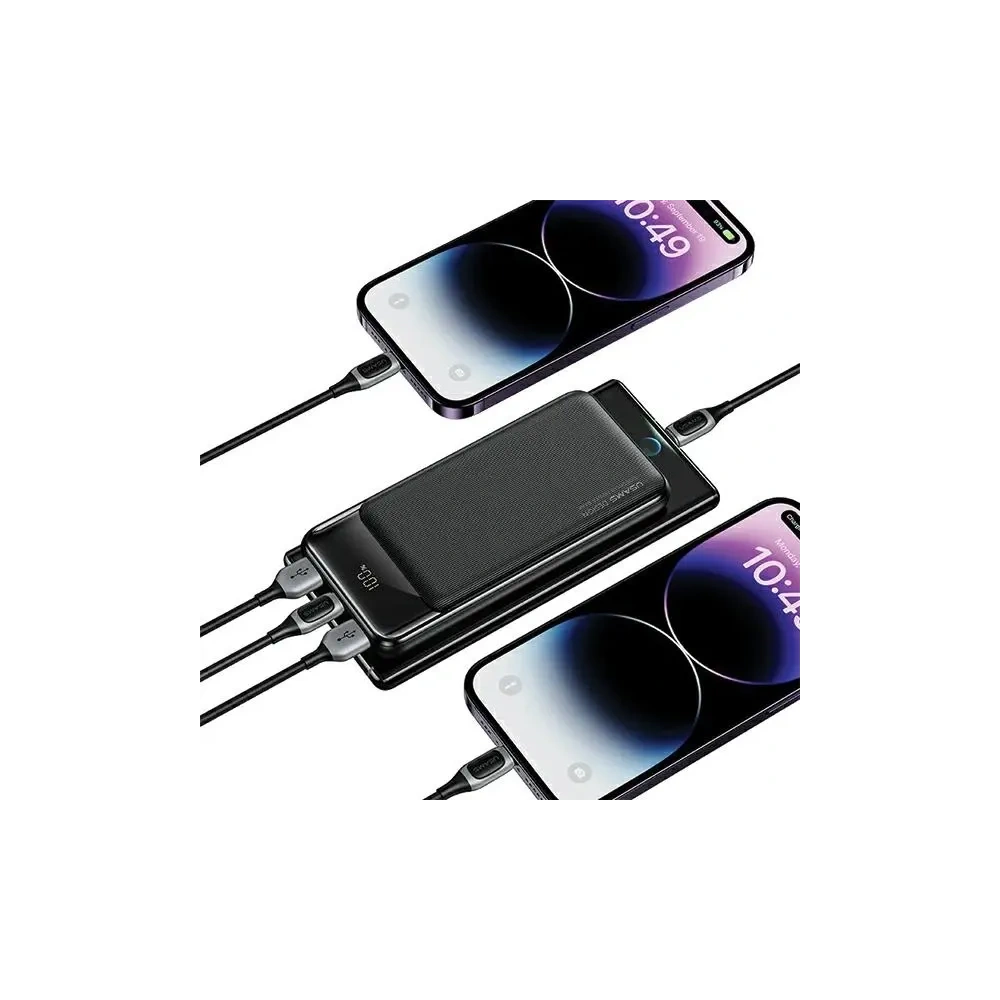 Powerbank USAMS XY Series 10000mAh 10W MicroUSB, 2xUSB-A, USB-C czarny/black