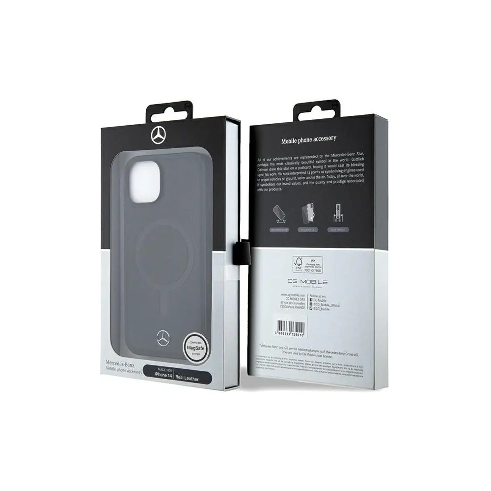 Etui Mercedes MEHMP14S23RCMK Apple iPhone 13 / 14 / 15 hardcase Smooth Leather MagSafe czarny/black