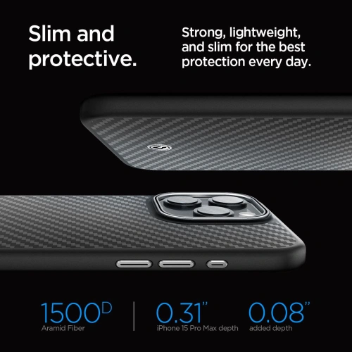 Buy [OUTLET] Case Spigen Enzo Aramid Mag MagSafe Apple iPhone 15 Pro Max Matte Black - OT-762 - {ean13} - Home Screen Store Europe