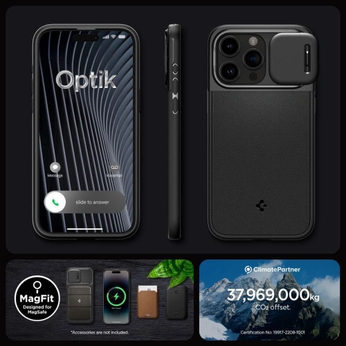 Kup [OUTLET] Tok Spigen Optik Armor Mag MagSafe Apple iPhone 15 Pro Fekete - OT-763 - {ean13} - Sklep Home Screen