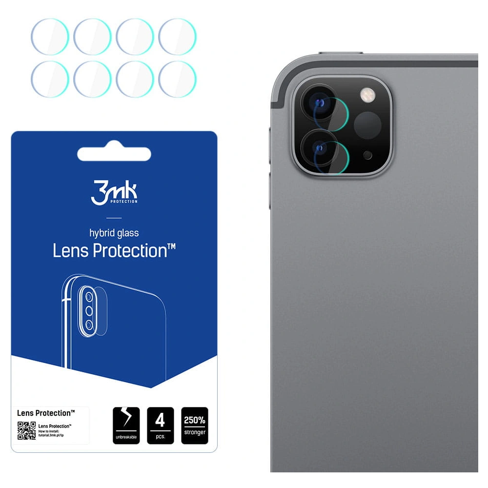 [OUTLET] Szkło hybrydowe na obiektyw aparatu 3MK Lens Protection Apple iPad Pro 12.9 2021 (5. generacji) [4 PACK]