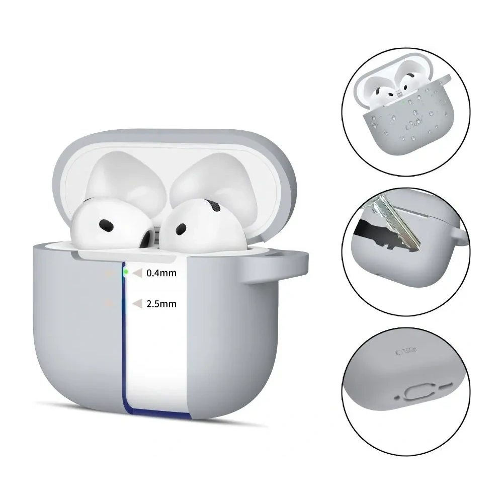 Etui Tech-Protect Silicone Hook Apple Airpods 4 Crayon Grey