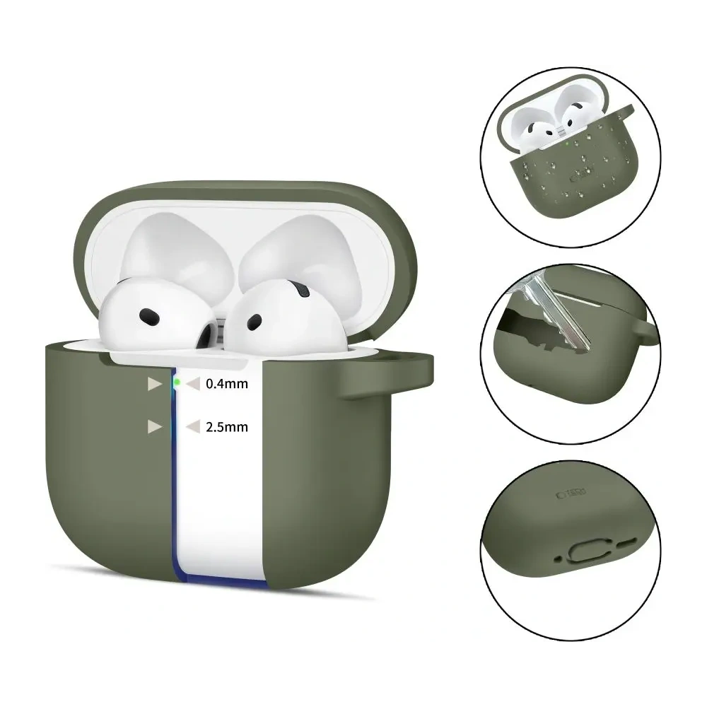 Etui Tech-Protect Silicone Hook Apple Airpods 4 Olive Green