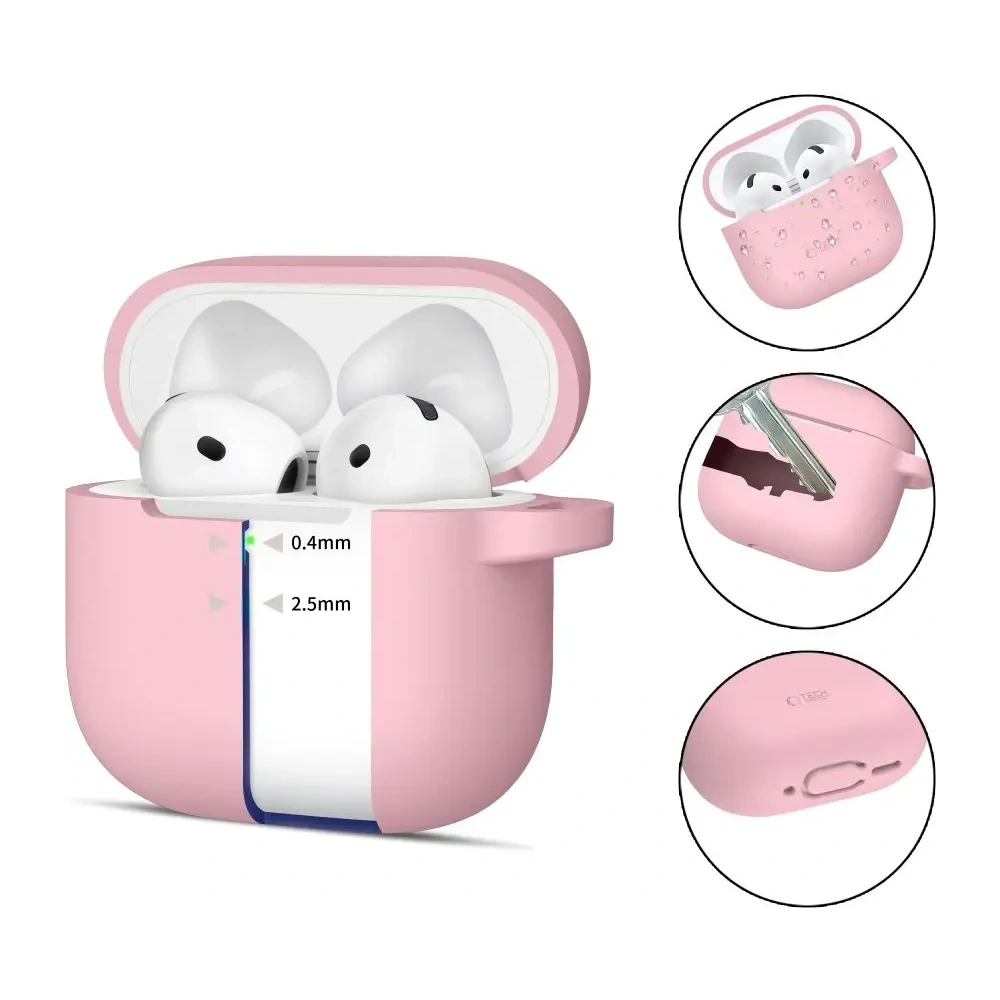 Etui Tech-Protect Silicone Hook Apple Airpods 4 Dusty Pink