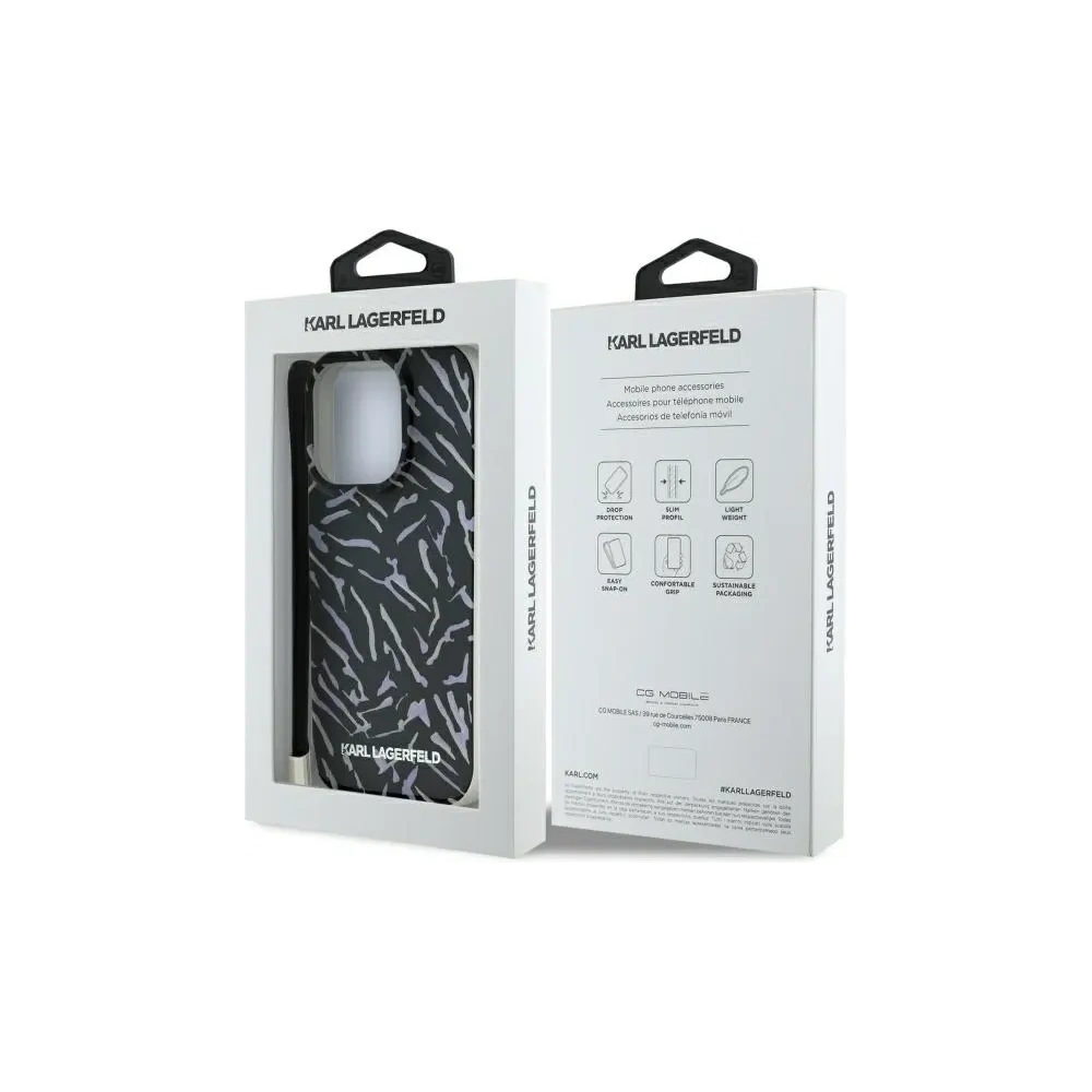 Etui Karl Lagerfeld KLHCP16LHZBPKCCU Apple iPhone 16 Pro Zebra With Cord fioletowy/purple