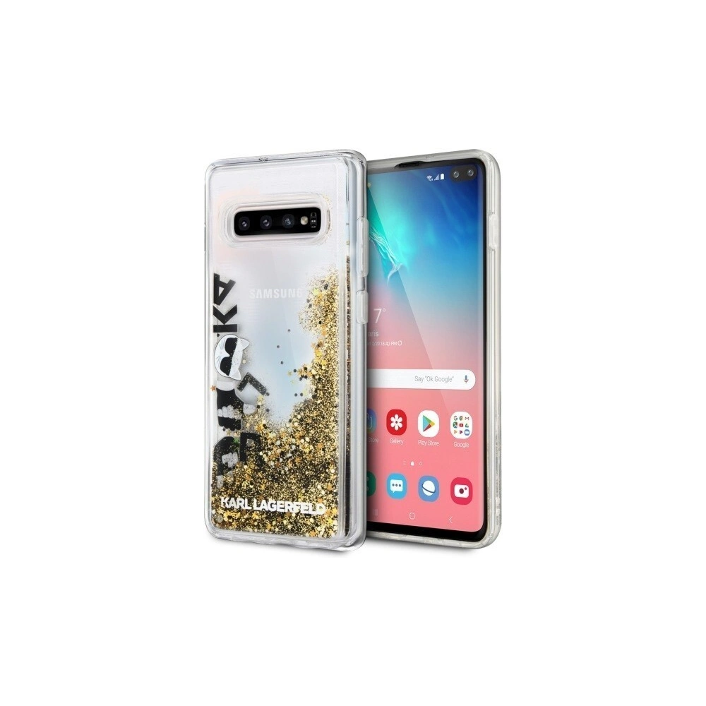 Karl Lagerfeld KLHCS10PROGO S10 Plus G975 czarno-złoty/black & gold hard case Glitter