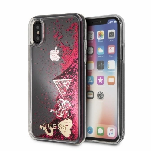 Kup Etui Guess GUHCPXGLHFLRA Apple iPhone X/XS málna kemény tok Csillogó Szívek - GUE316HEA - {ean13} - Sklep Home Screen
