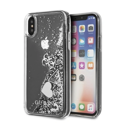 Kup Etui Guess GUHCPXGLHFLSI Apple iPhone X/XS argintiu/silver hard case Glitter Hearts - GUE317SLVHEA - {ean13} - Sklep Home Screen