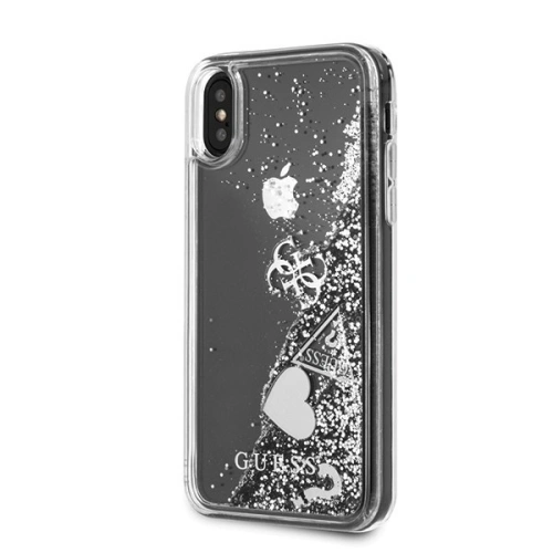Kup Guess Apple Tasche GUHCPXGLHFLSI iPhone X/XS silber/silberne Hartschale Glitter Hearts - GUE317SLVHEA - {ean13} - Sklep Home Screen