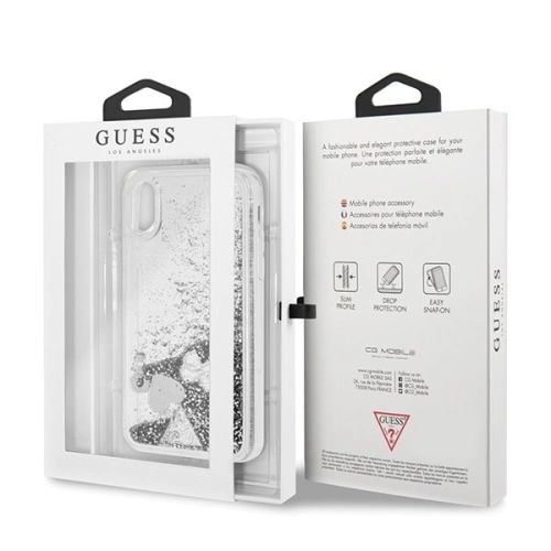 Kup Etui Guess GUHCPXGLHFLSI Apple iPhone X/XS srebrny/silver hard case Glitter Hearts - GUE317SLVHEA - {ean13} - Sklep Home Screen