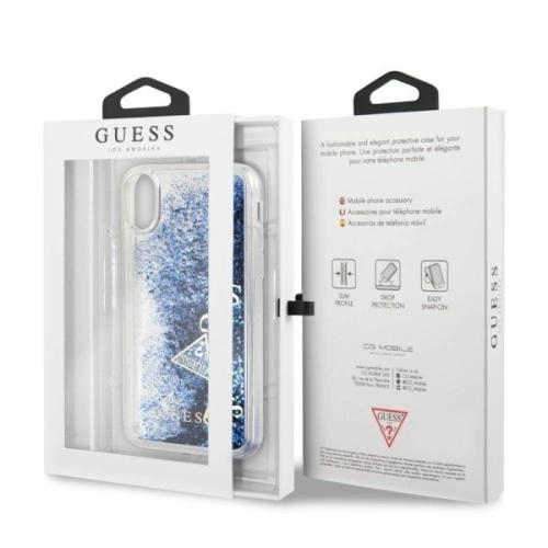 Kup Guess Apple Case GUHCPXGLUFLBL iPhone X lila/violett Hartschalenetui Glitter Liquid - GUE318PRP - {ean13} - Sklep Home Screen
