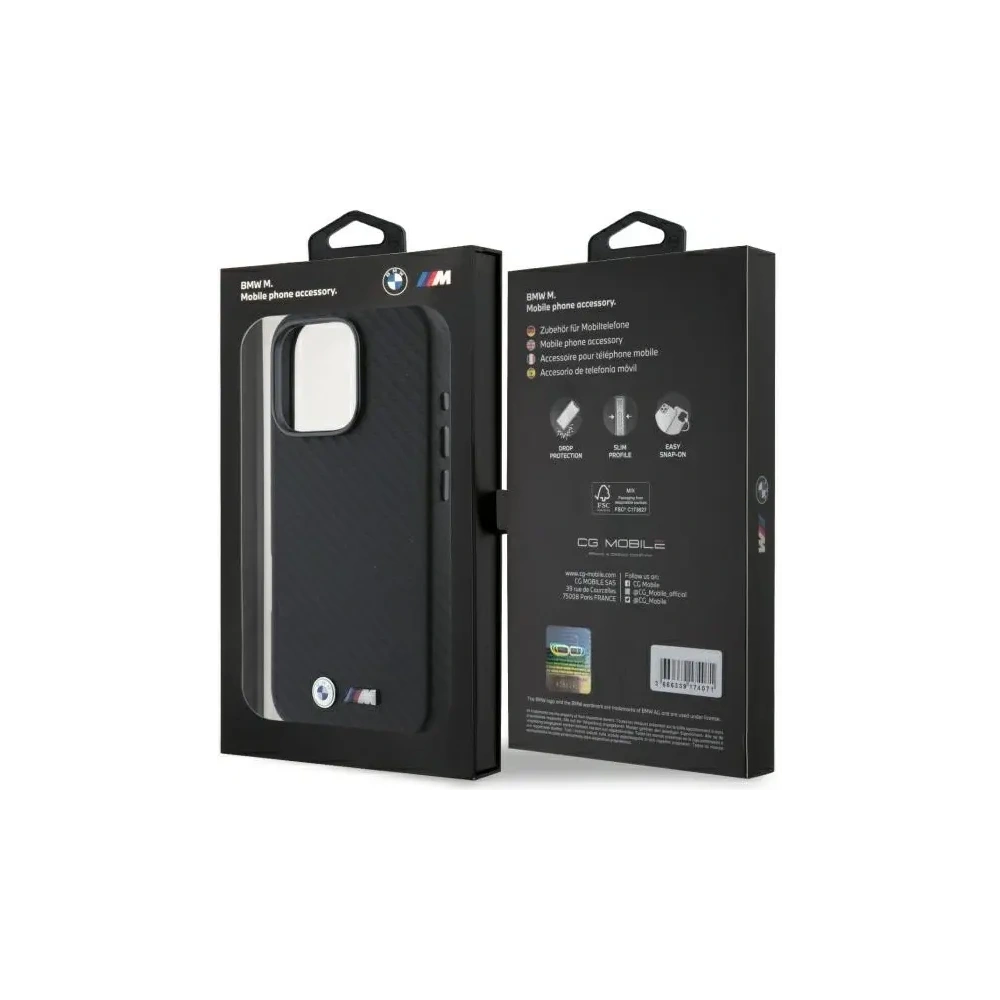 Etui BMW BMHCP16L23PUFWC Apple iPhone 16 Pro hardcase Carbon Wrapped Metal czarny/black