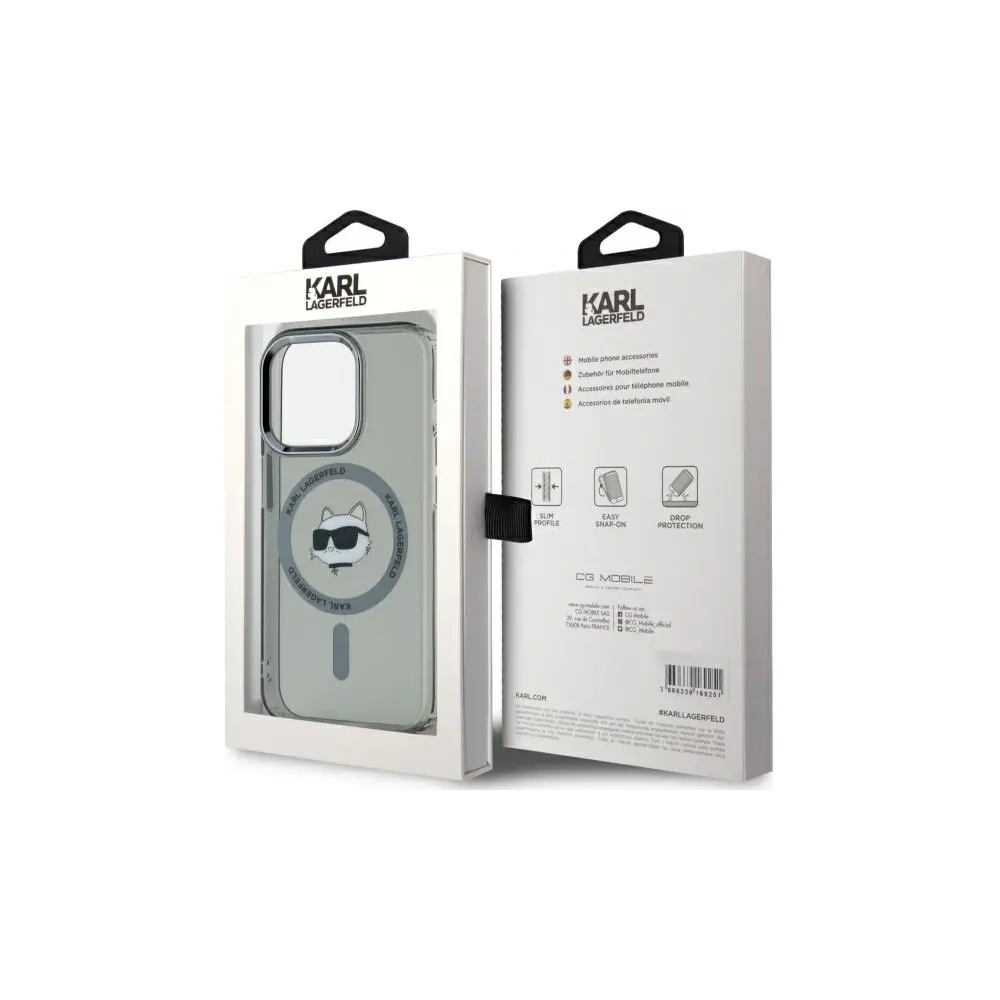 Etui Karl Lagerfeld KLHMP15LHLSCHK Apple iPhone 15 Pro hardcase IML Metal Choupette Head MagSafe czarny/black