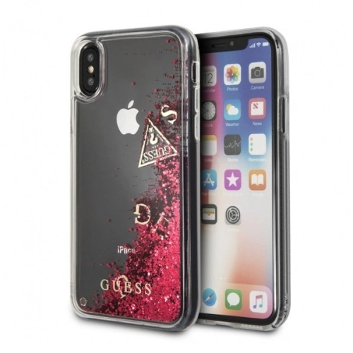 Kup Guess Apple Case GUHCPXGLUFLRA iPhone X Himbeere Hartschalenetui Glitter Liquid - GUE320 - {ean13} - Sklep Home Screen