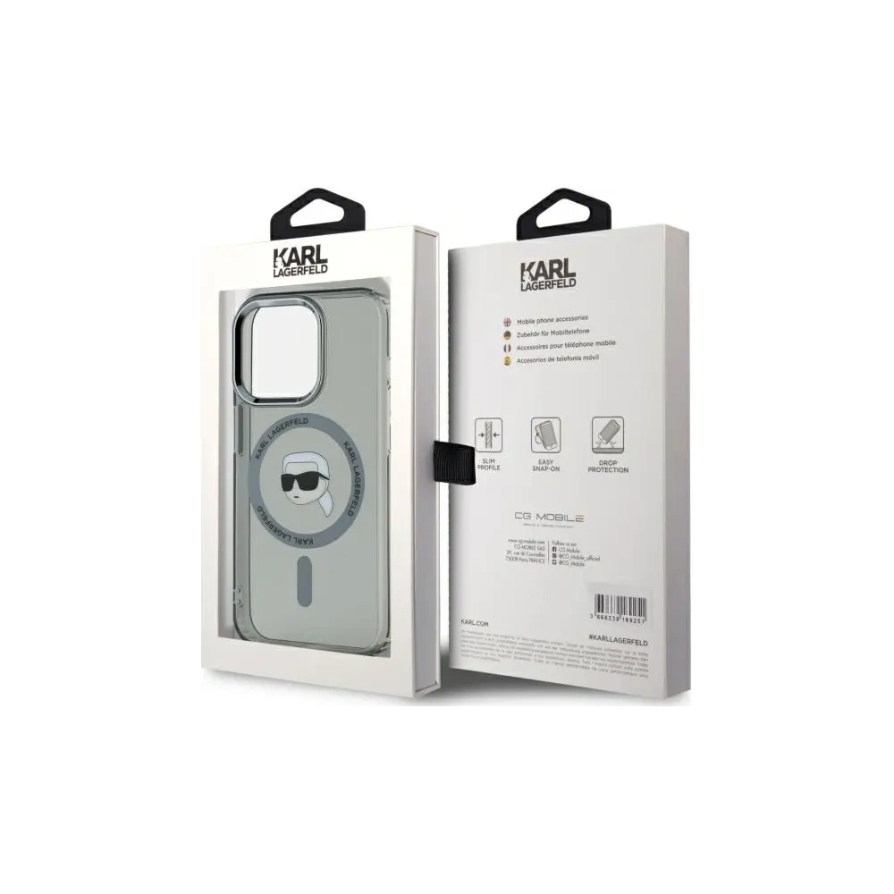 Etui Karl Lagerfeld KLHMP15LHLSKIK Apple iPhone 15 Pro hardcase IML Metal Karl Head MagSafe czarny/black
