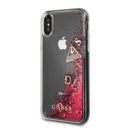 Kup Etui Guess GUHCPXGLUFLRA Apple iPhone X raspberry hard case Glitter Liquid - GUE320 - {ean13} - Sklep Home Screen