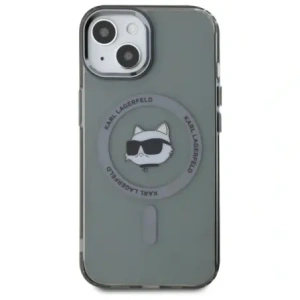 Buy Karl Lagerfeld KLHMP15SHLSCHK Apple iPhone 15 hardcase IML Metal Choupette Head MagSafe black - KLD21791 - {ean13} - Home Screen Store Europe