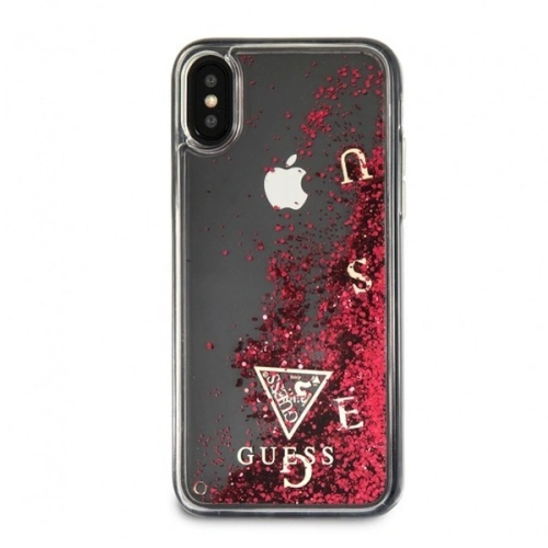 Kup Etui Guess GUHCPXGLUFLRA Apple iPhone X raspberry hard case Glitter Liquid - GUE320 - {ean13} - Sklep Home Screen