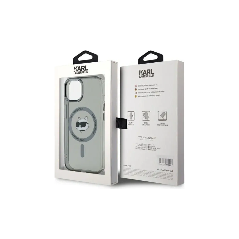 Etui Karl Lagerfeld KLHMP15SHLSCHK Apple iPhone 15 hardcase IML Metal Choupette Head MagSafe czarny/black