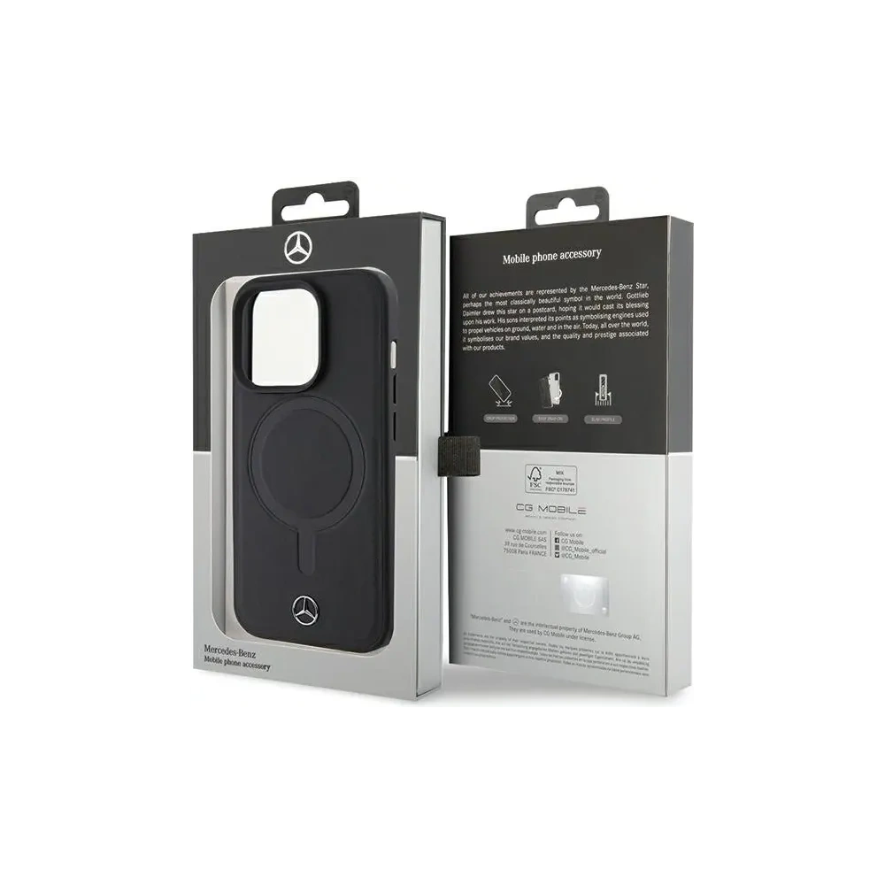 Etui Mercedes MEHMP15L23RCMK Apple iPhone 15 Pro hardcase Smooth Leather MagSafe czarny/black